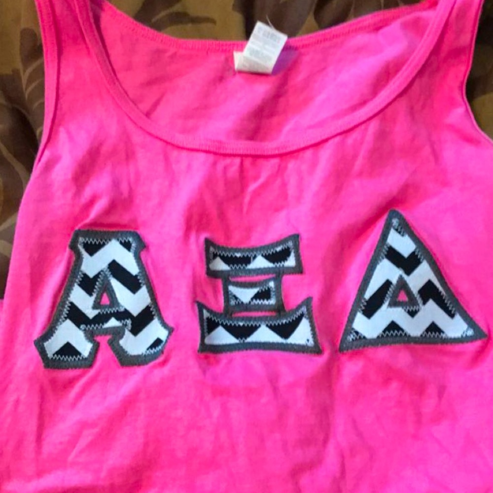 Alpha xi delta tank top letters